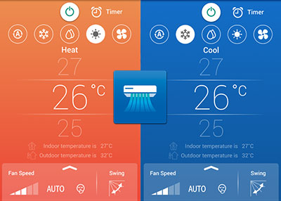 Domestic air conditioning system being controlled by user via mobile phone