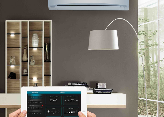 Domestic air conditioning system being controlled by user via tablet