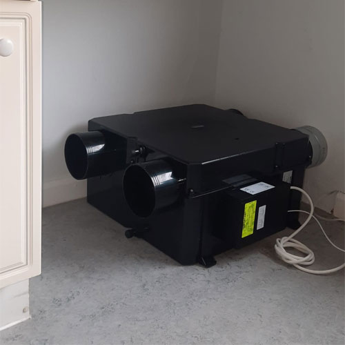 Ventilation provided by a heat recovery unit in residential property